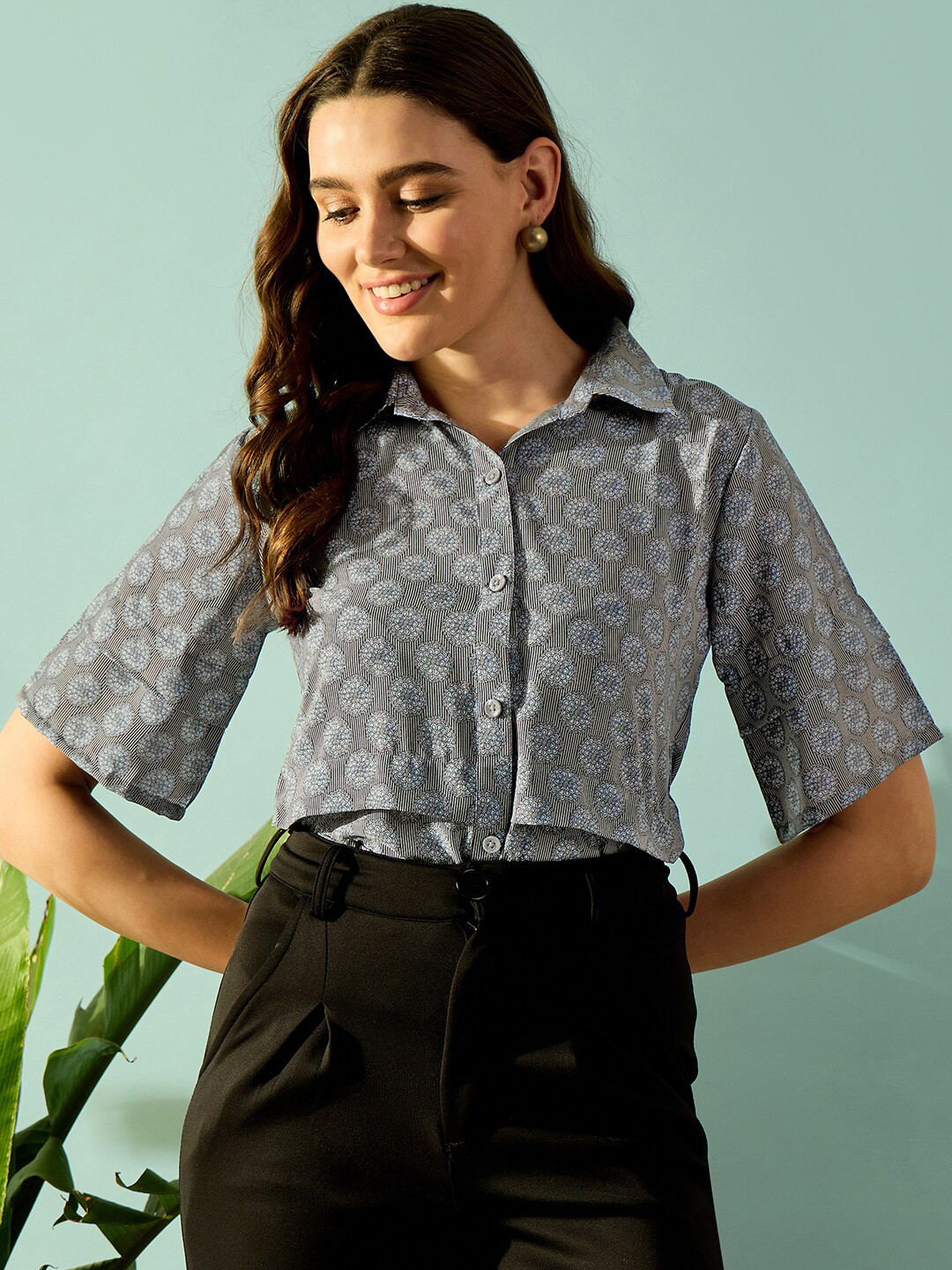 The Kaftan Company Floral Printed Shirt Style Top