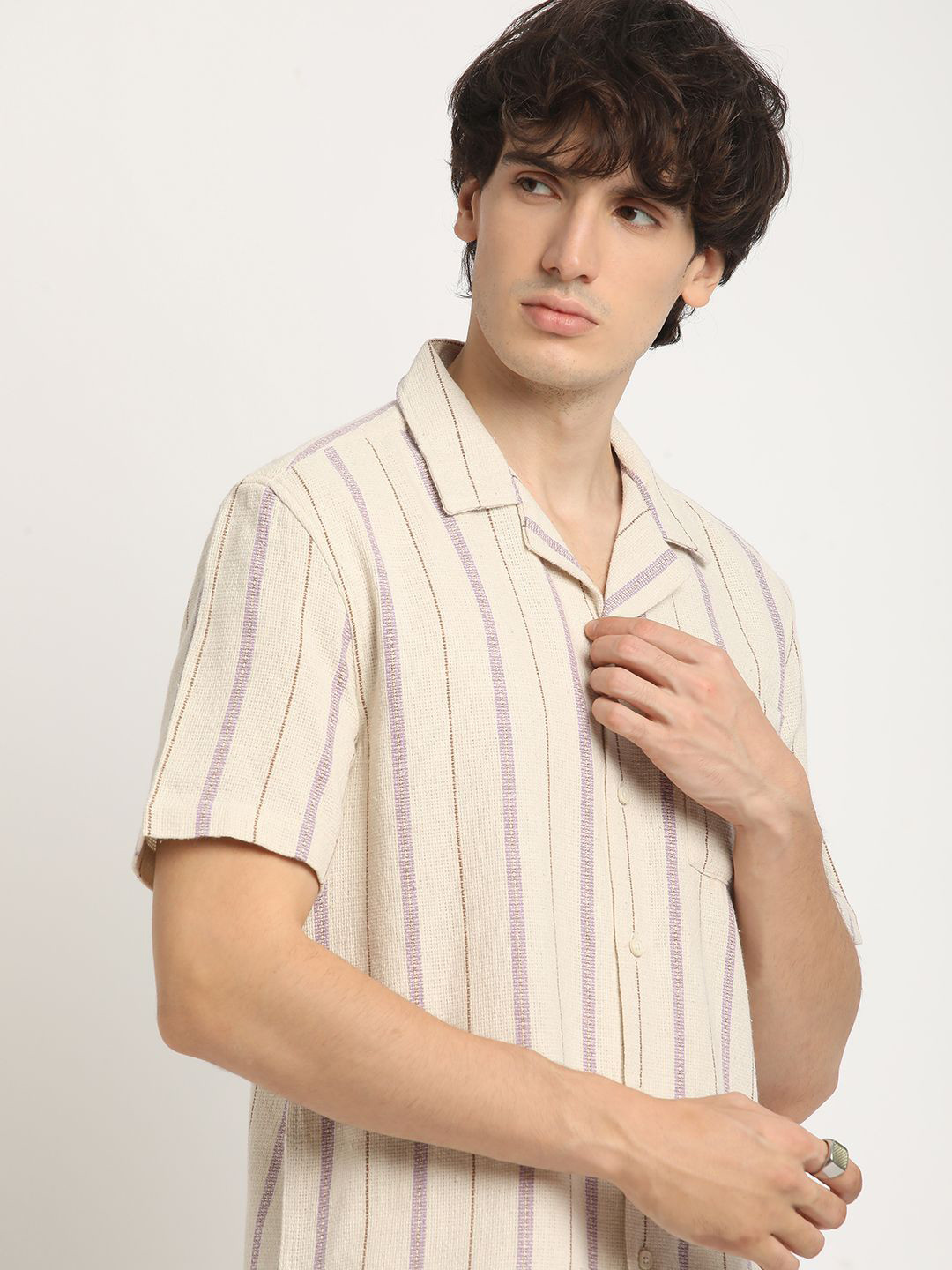THE BEAR HOUSE Men's Stripe Regular Fit Casual Shirt