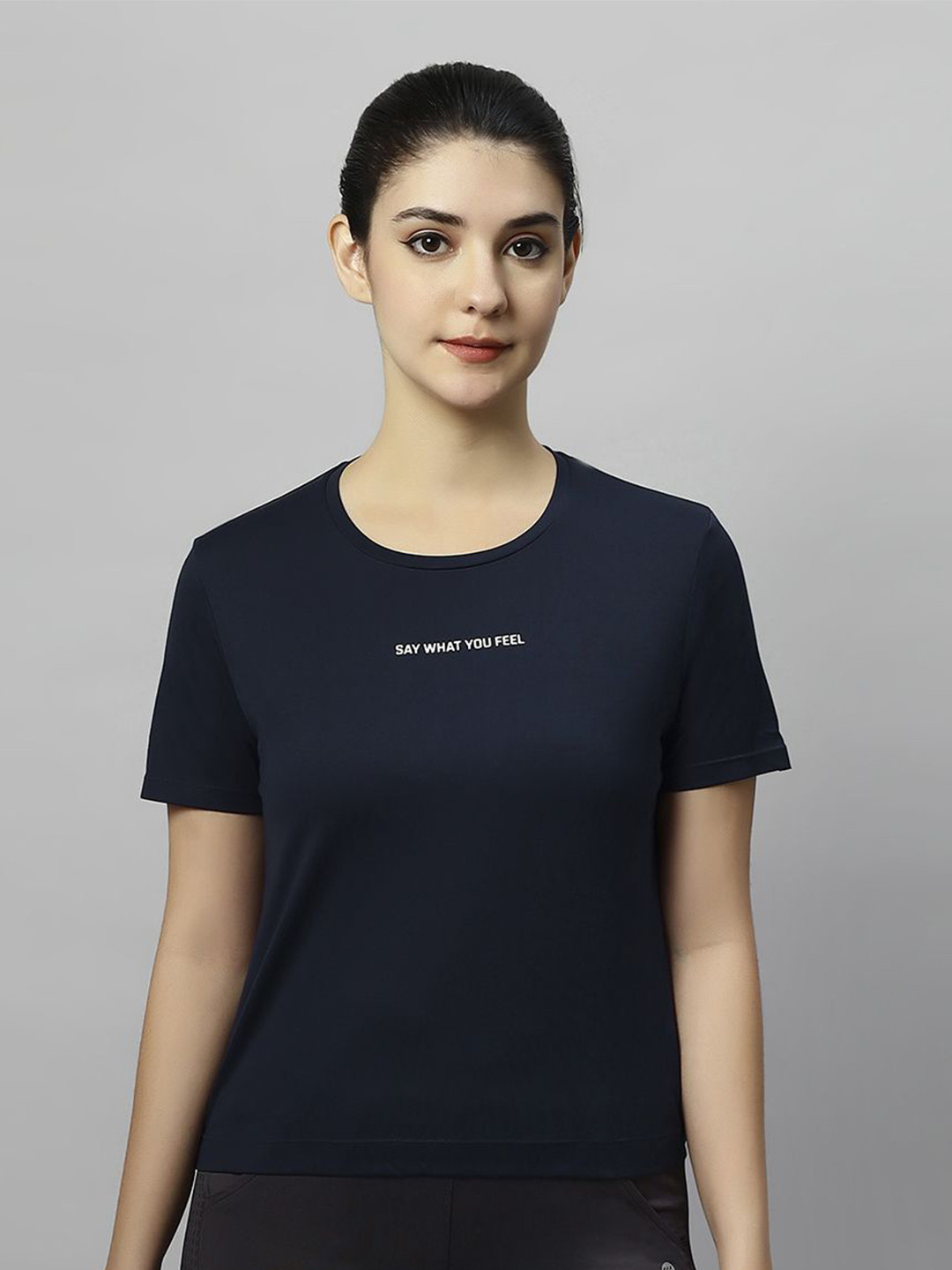 LAASA SPORTS Women Dri-FIT Cut Outs Slim Fit T-shirt