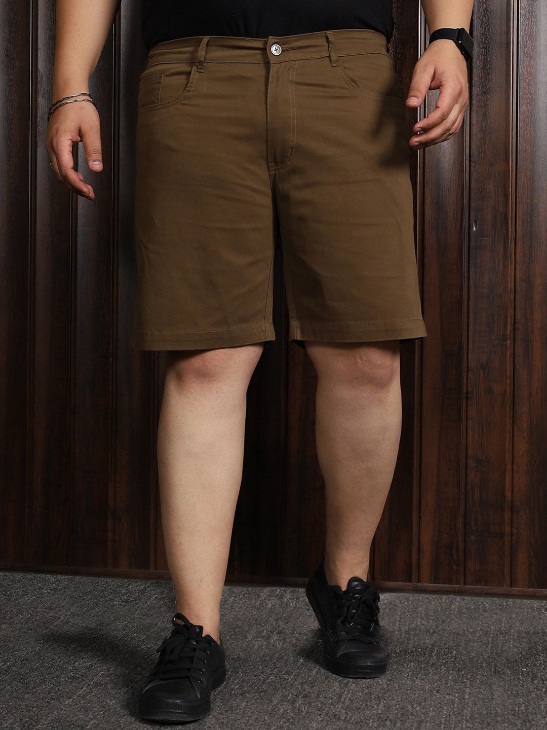 bigbanana Plus Size Men Mid Rise Rapid Dry Technology Pure Cotton Shorts