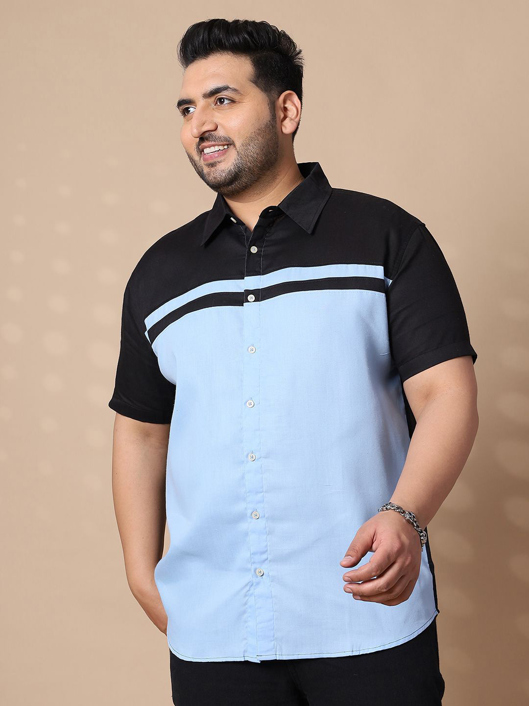 bigbanana Men Plus Size Colorblock Shirt