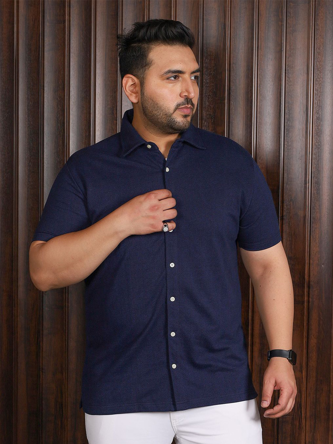 bigbanana Men Plus Size Striped Knitted Shirt