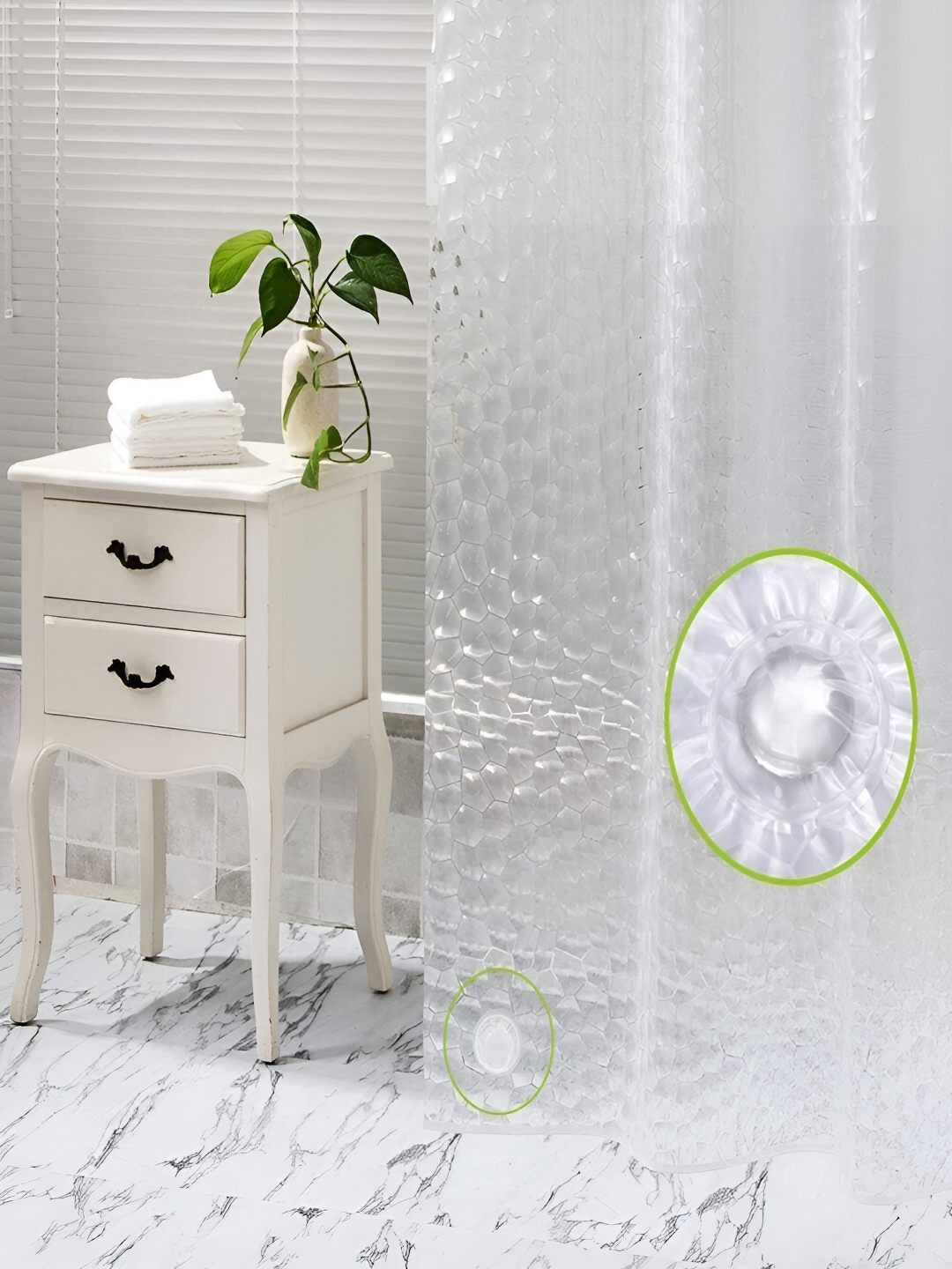 CASA-NEST  Transparent  3D Diamond Waterproof Shower Curtains