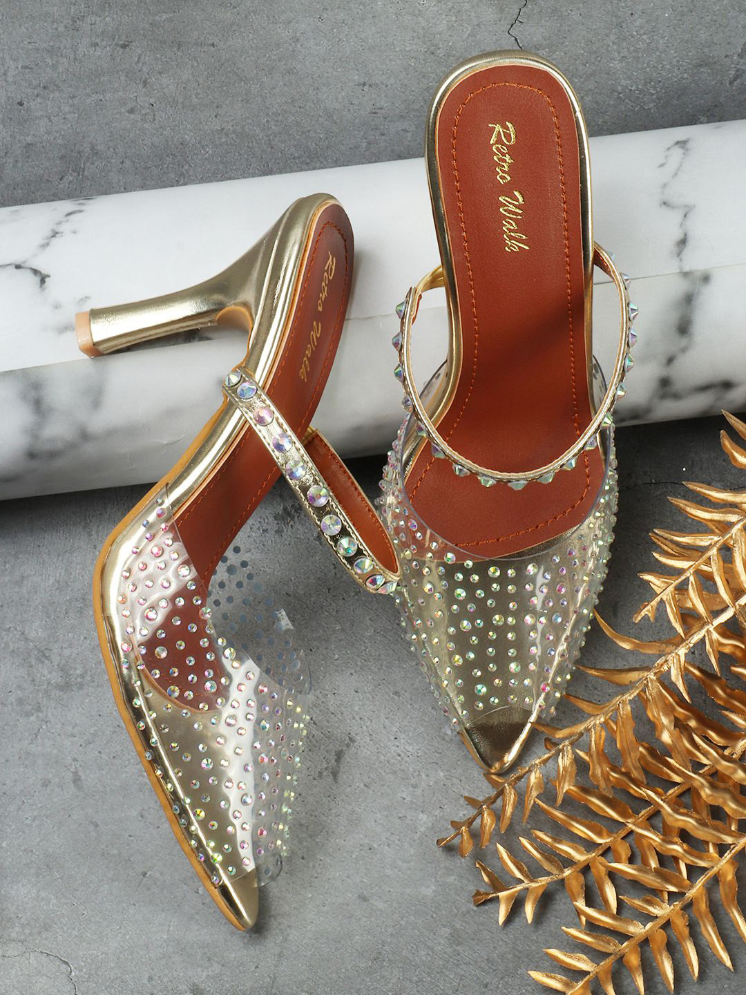 Retro Walk Slim Embellished Heeled Mary Janes