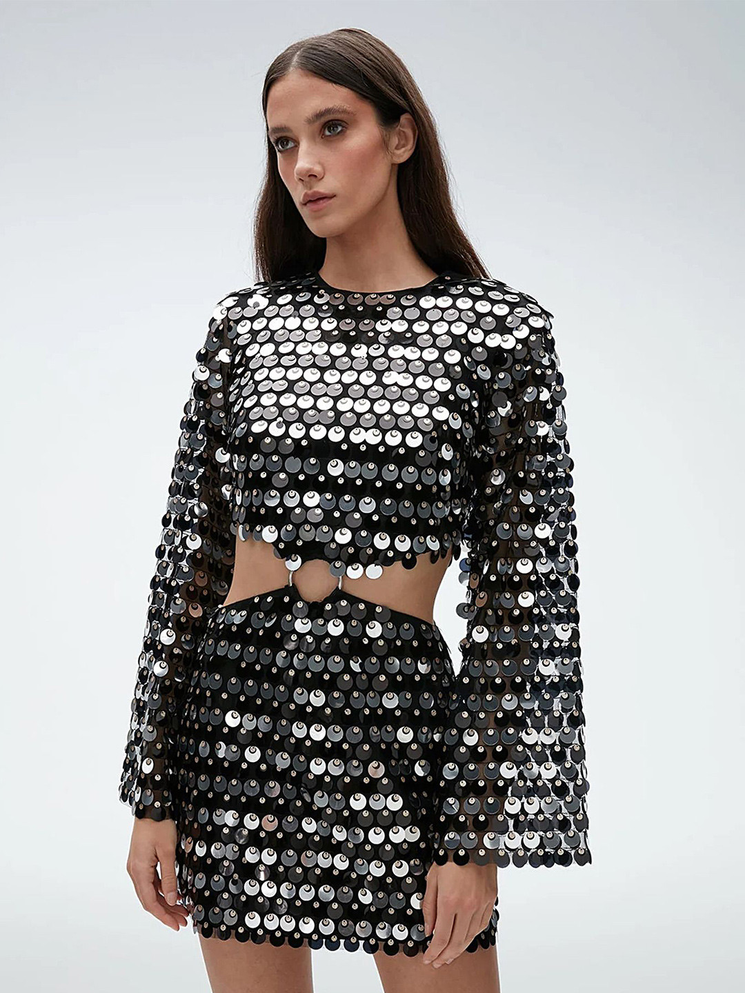 LULU & SKY Black Embellished Mini Dress