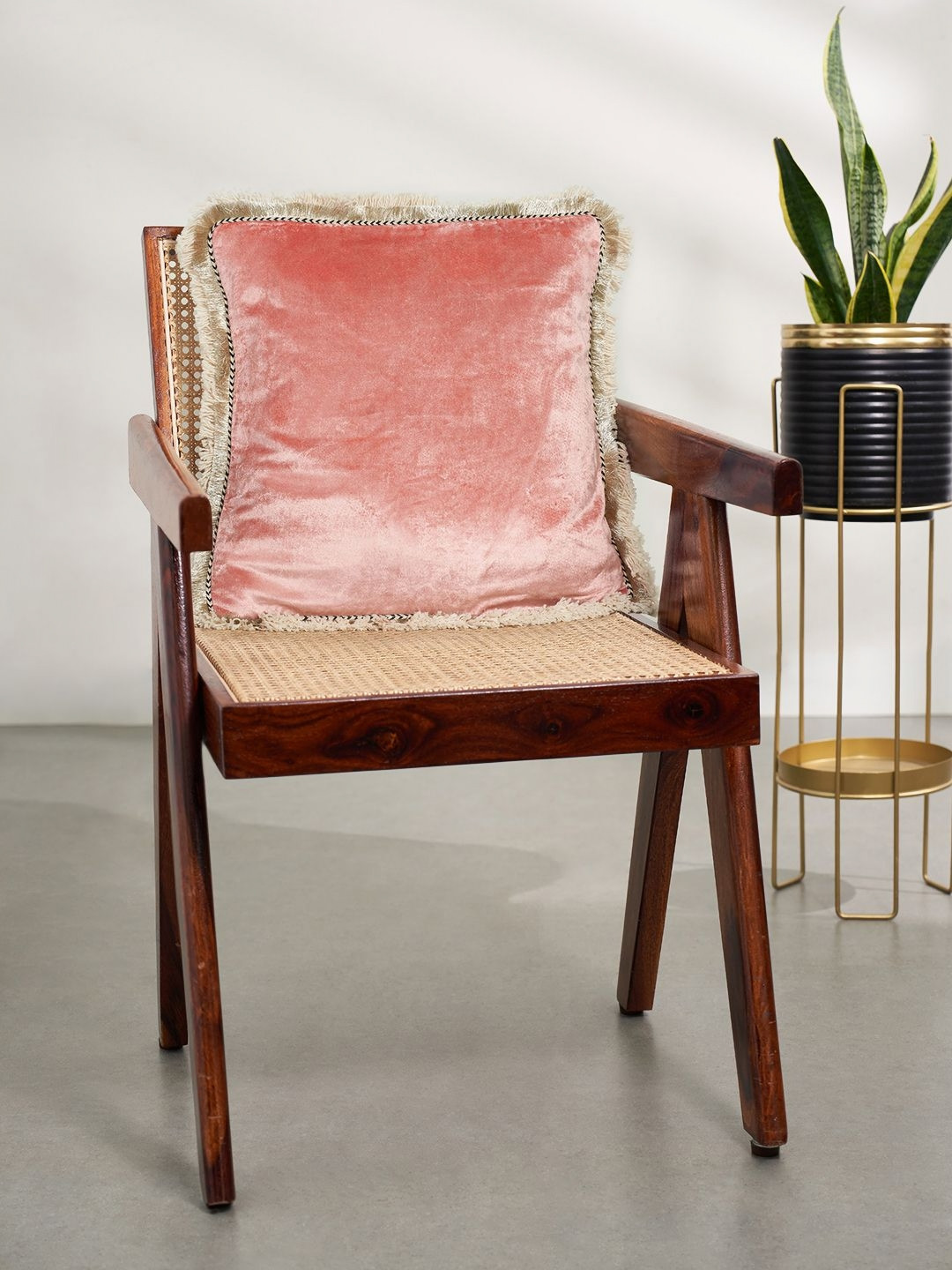 Living scapes by Pantaloons Peach-Coloured & Grey Square Cushion Covers