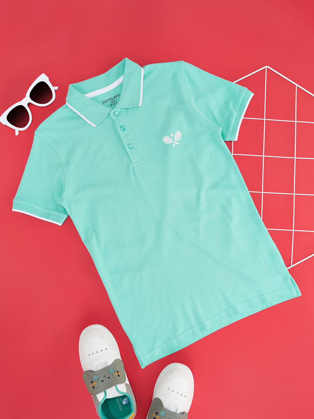 Pantaloons Junior Boys Embroidered Polo Collar T-shirt