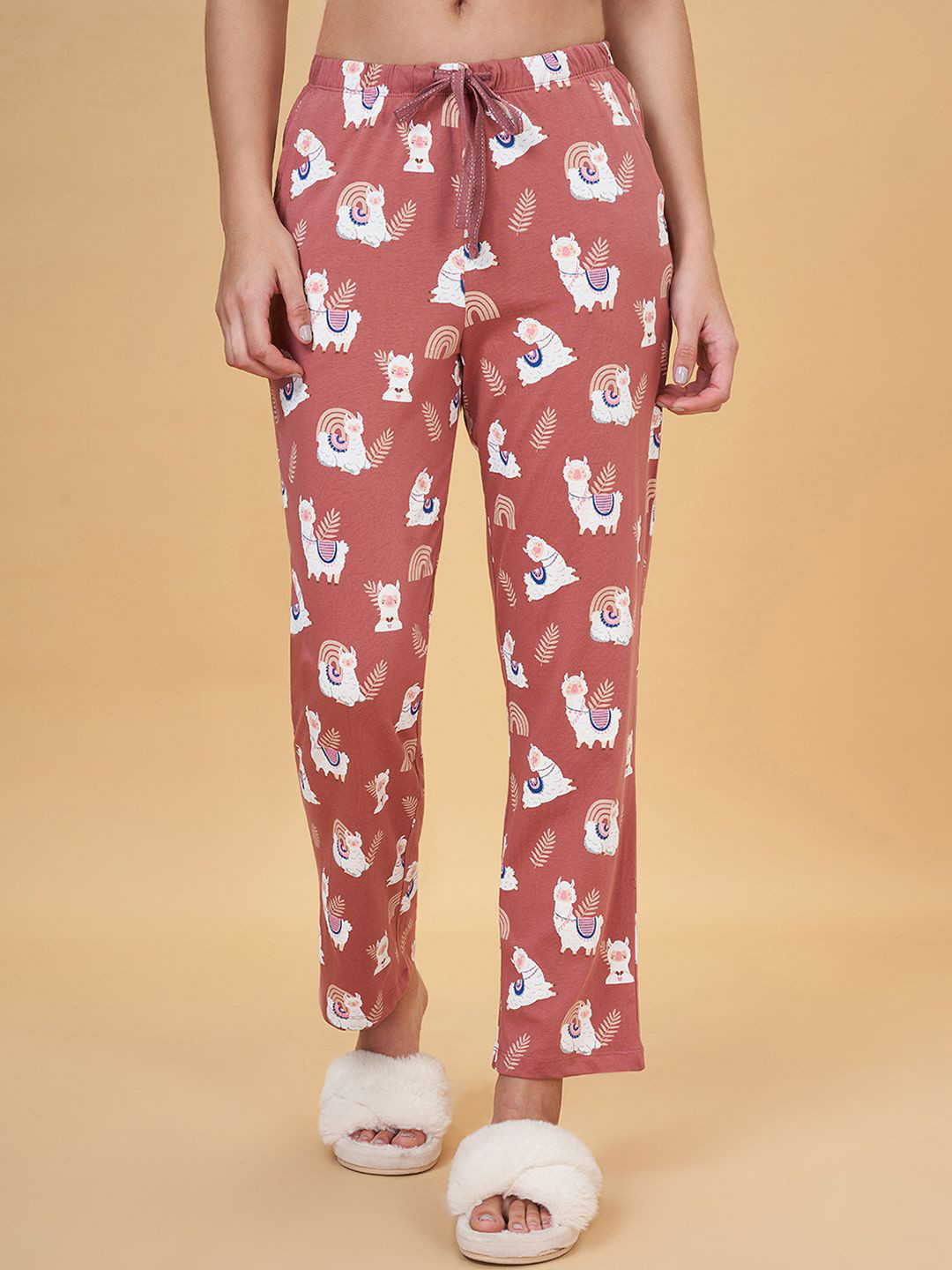 Dreamz by Pantaloons Women Printed Straight Leg Pure Cotton Lounge Pant