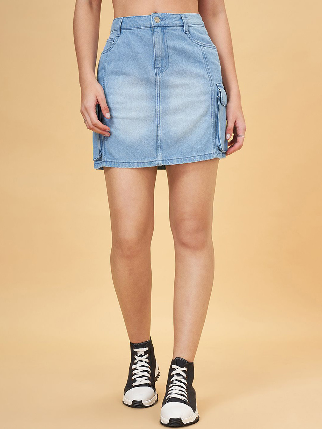 SF JEANS by Pantaloons A-Line Straight Mini Skirts