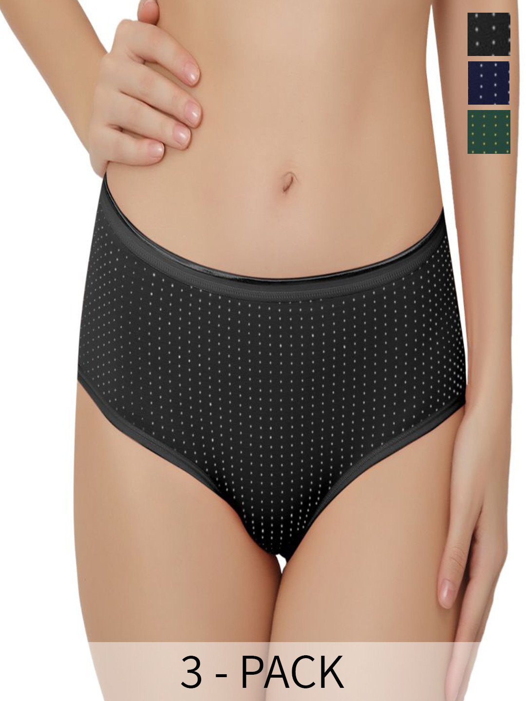 Bella Voste Pack Of 3 Micro Ditsy Printed Leak-Proof Hipster Briefs