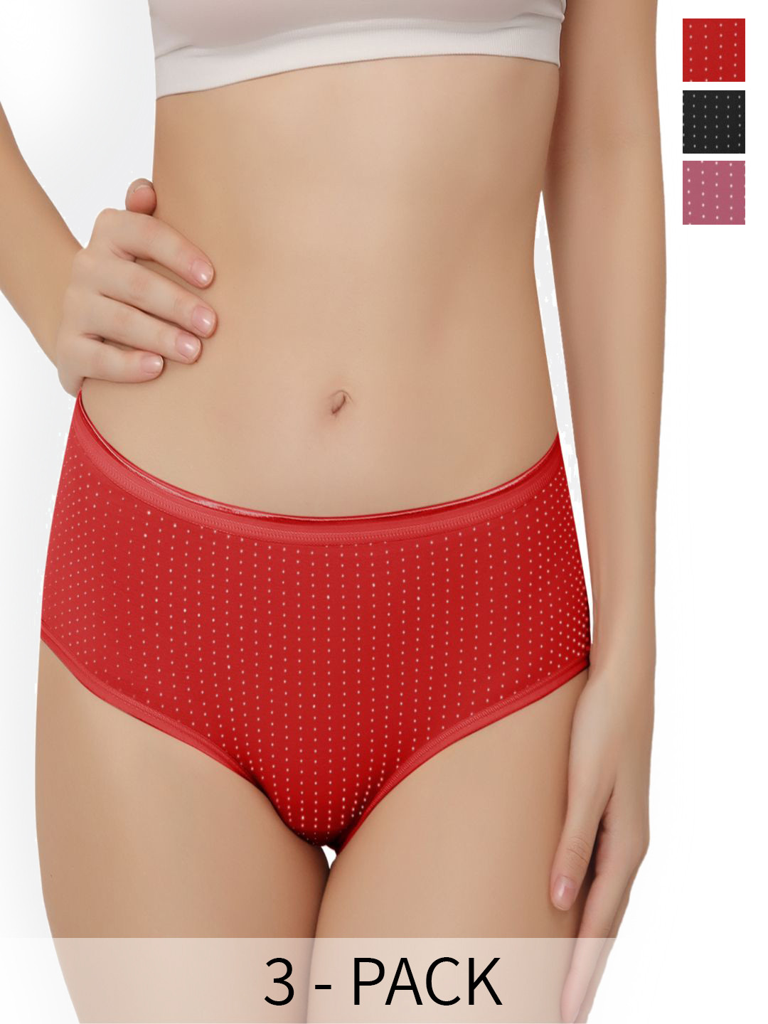 Bella Voste Pack of 3 Polks Dot Printed Anti Odour Hipster Briefs