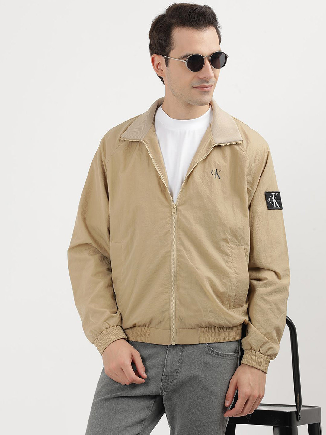 Calvin Klein Stand Collar Long Sleeves Bomber Jacket