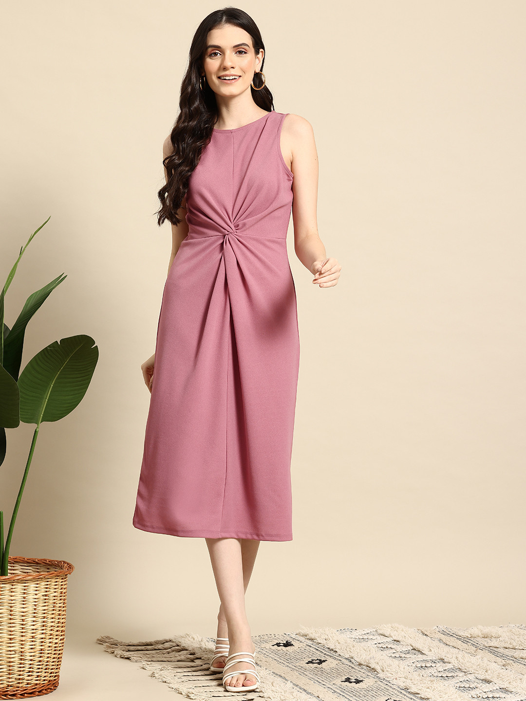 Mast & Harbour Twisted Sheath Midi Dress