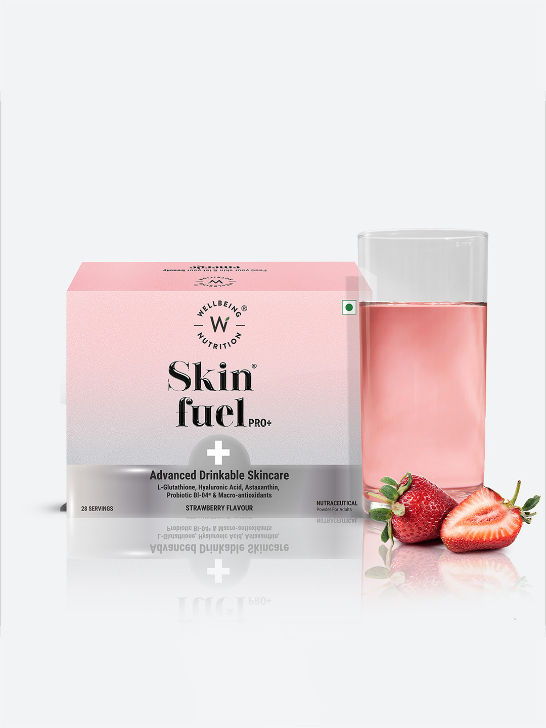 Wellbeing Nutrition Skin Fuel Pro+ Glutathione Skin Radiance Strawberry- 28 Sachets