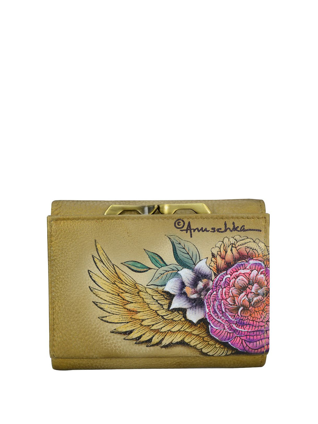 Anuschka Women's Angel Wings Handpainted Leather Small Flap French Wallet