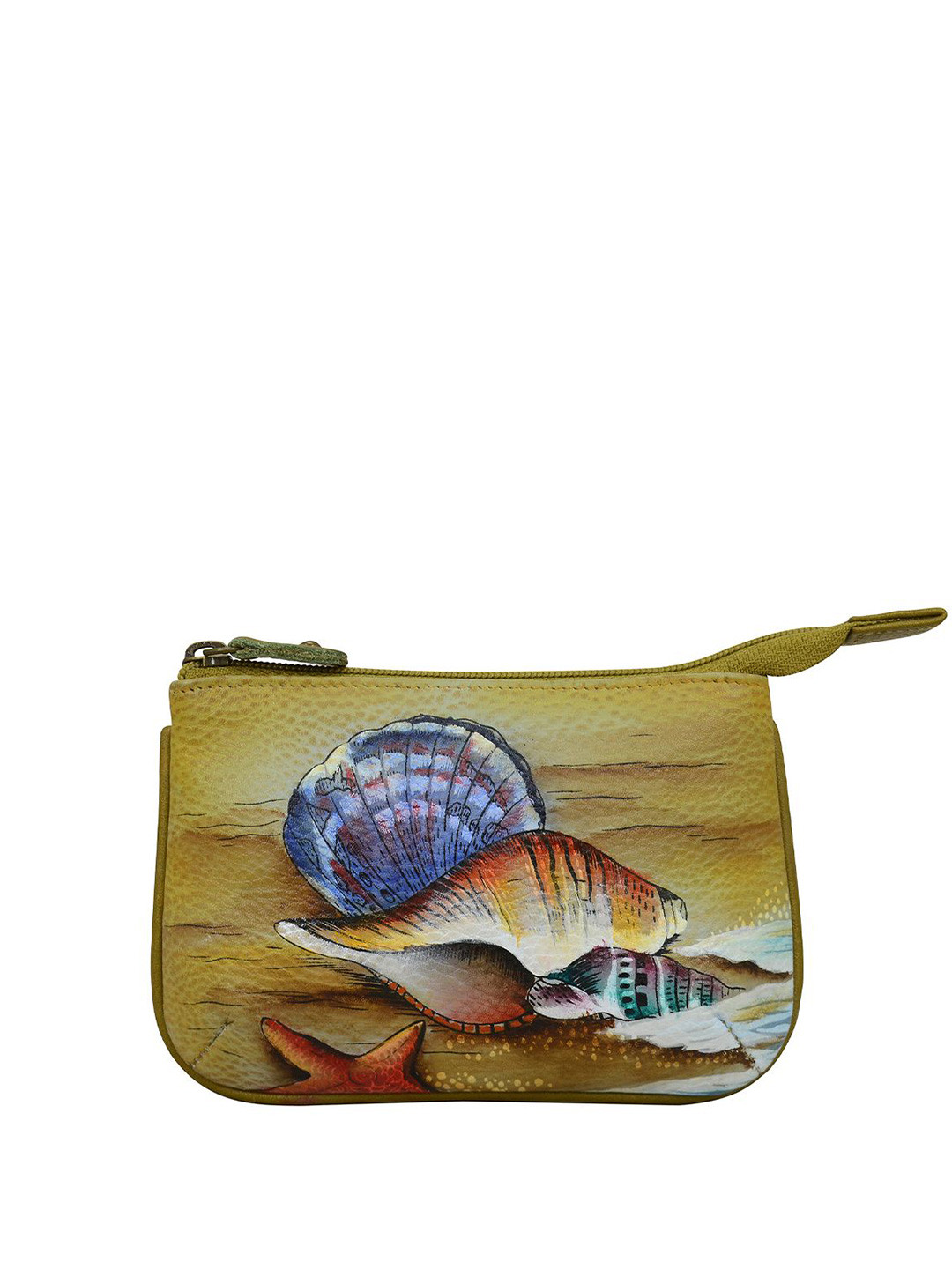 Anuschka Hand Painted Gift of the Sea Leather Medium Zip Pouch