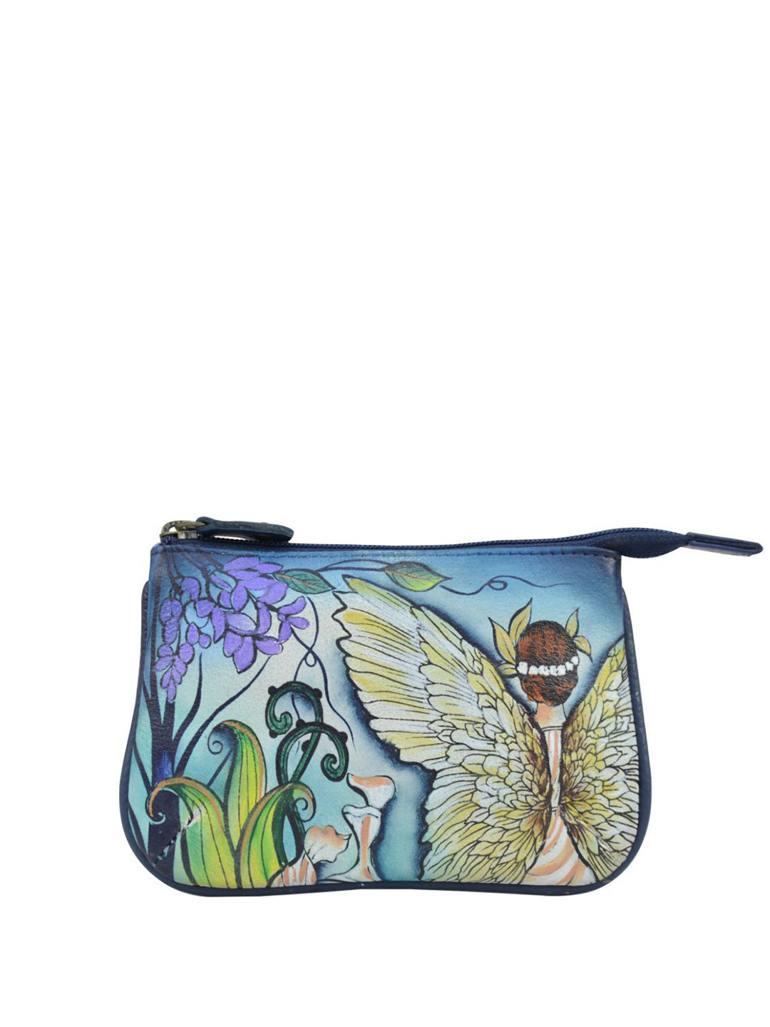 Anuschka Hand Painted Enchanted Garden Leather Medium Zip Pouch