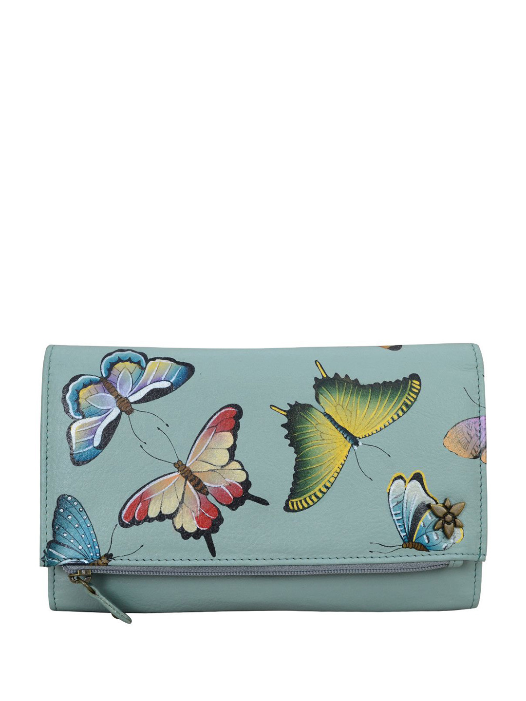 Anuschka Women Butterfly Heaven Handpainted Leather Three Fold Clutch