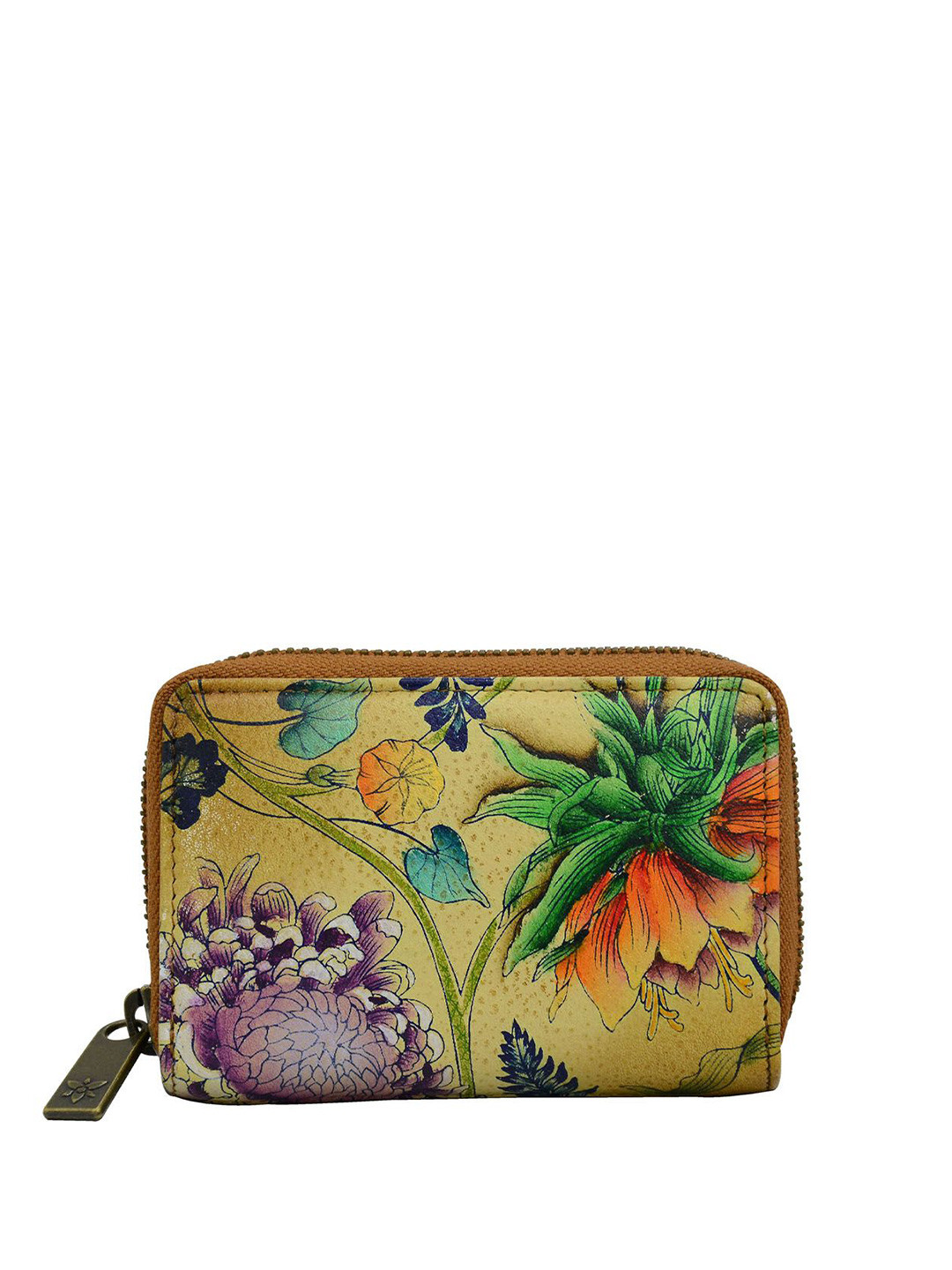 Anuschka Women Caribbean Garden Handpainted Leather Card Holder