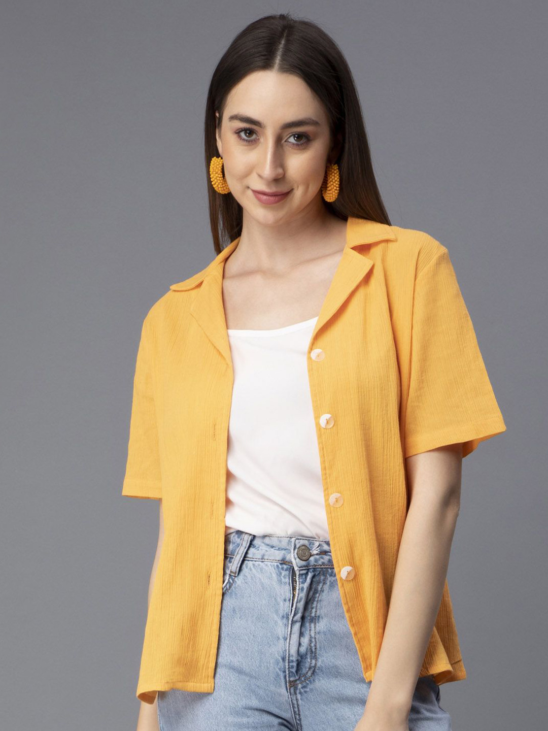 indy Raaga Cotton Lapel Collar Shirt