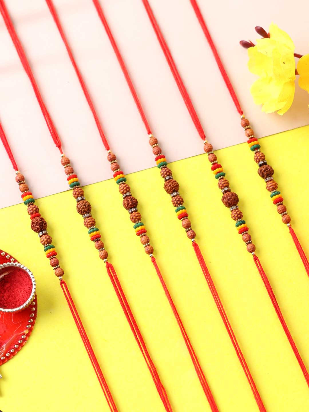 PANASH PANASH- Set of 6 Rudraksha Rakhis with Roli Chawal