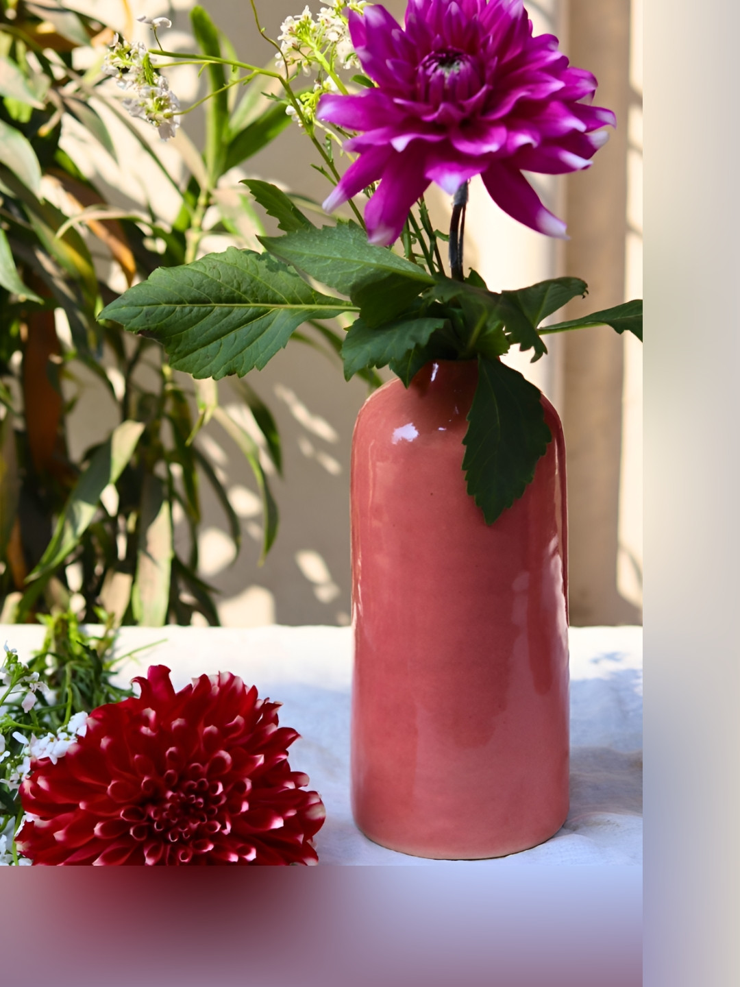 WEAVING HOMES Pink Ceramic Tall Vase