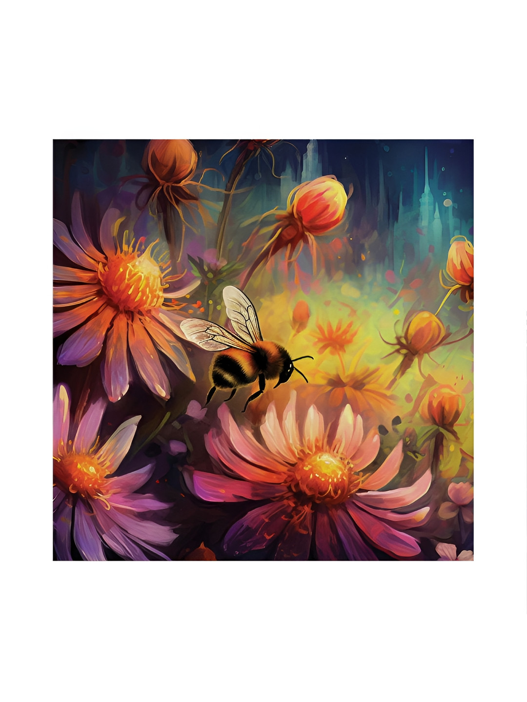 RANDOM Black & Mustard Canvas Floral and Botanical Painting Wall Art