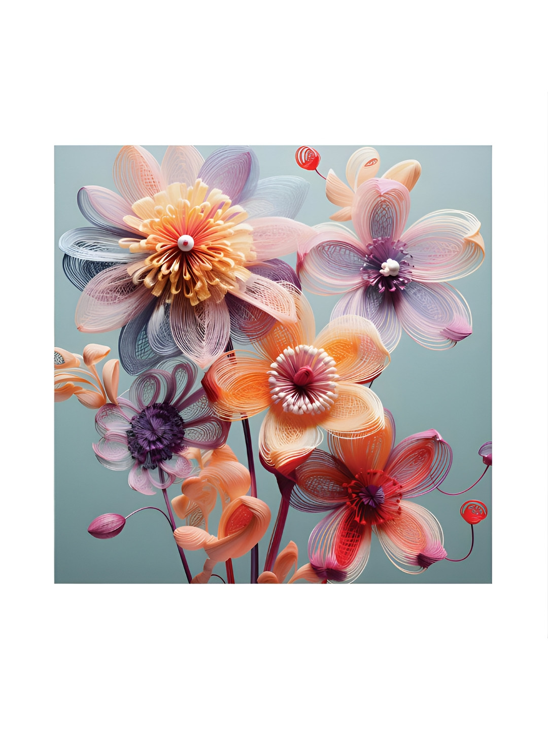 RANDOM Purple & Orange Canvas Floral and Botanical Painting Wall Art