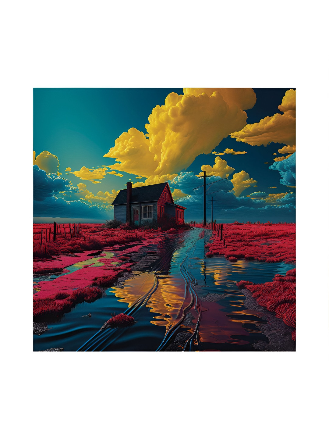 RANDOM Red & Blue Canvas Painting Wall Art