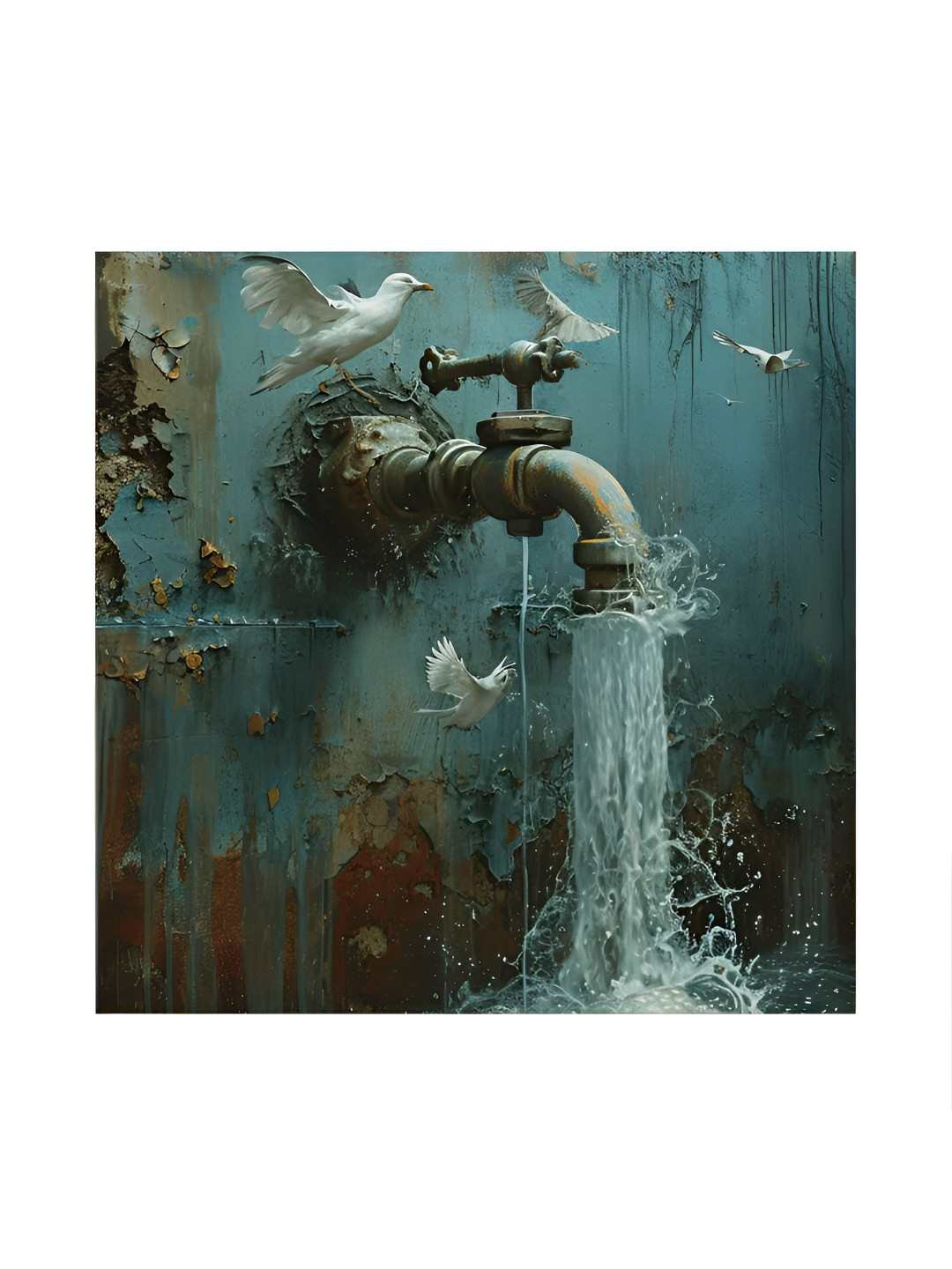 RANDOM Blue Canvas Wall Living Room Square Potrait Paintings Wall Art -24 x 24In