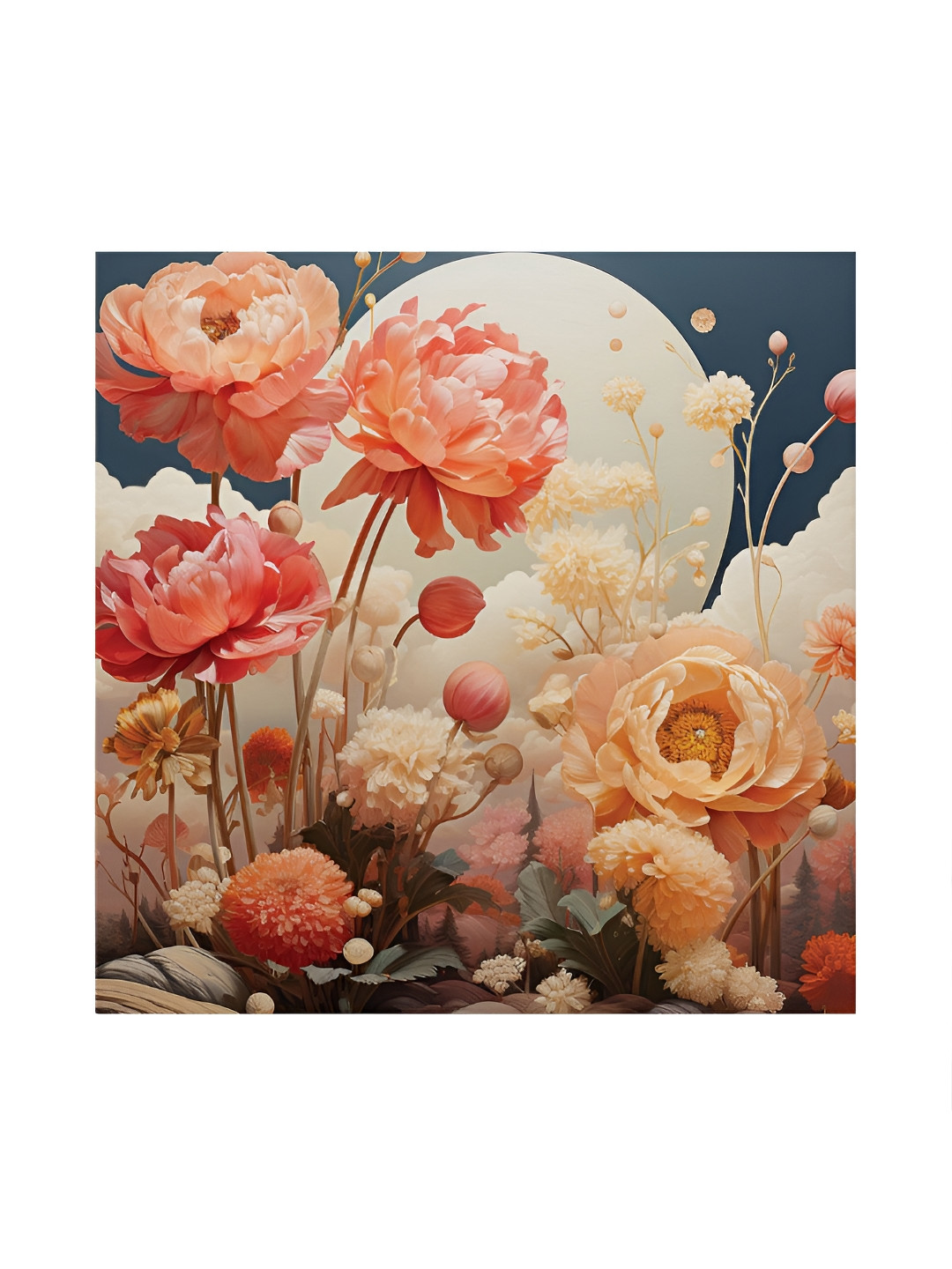 RANDOM Pink & White Canvas Floral and Botanical Painting Wall Art