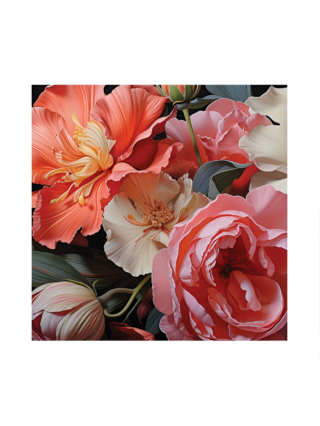 RANDOM Black & Pink Canvas Floral and Botanical Painting Wall Art
