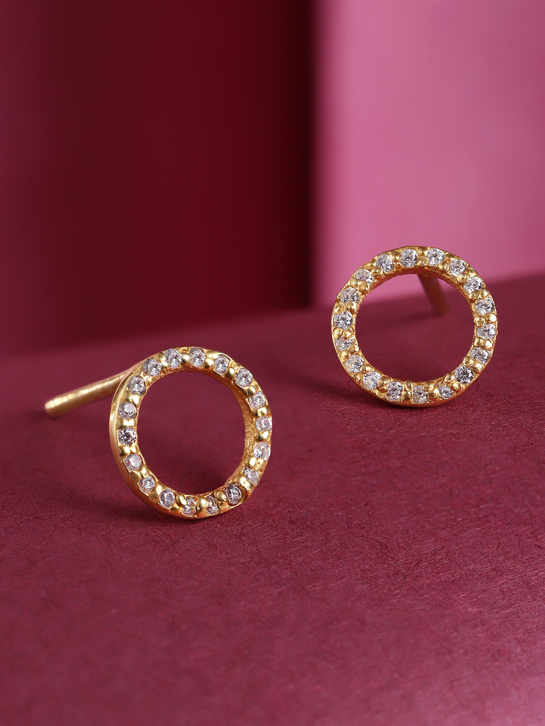 Unniyarcha 92.5 Silver Stones-Studded Circular Hoop Earrings