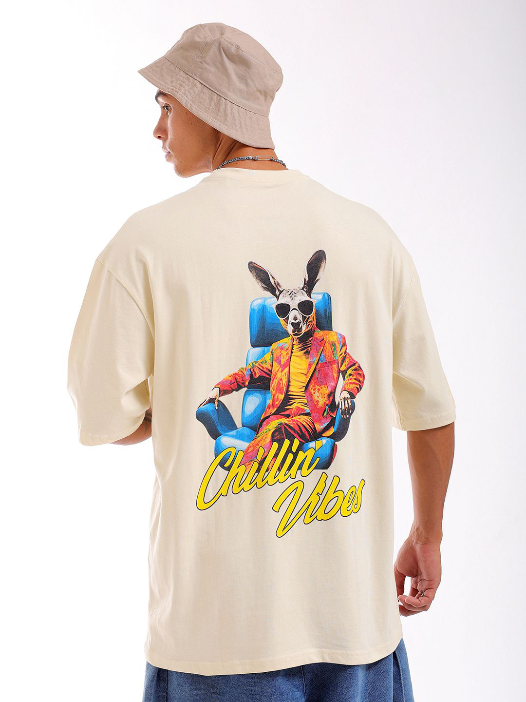The Indian Garage Co Men Back Printed Oversized Round Neck T-shirt