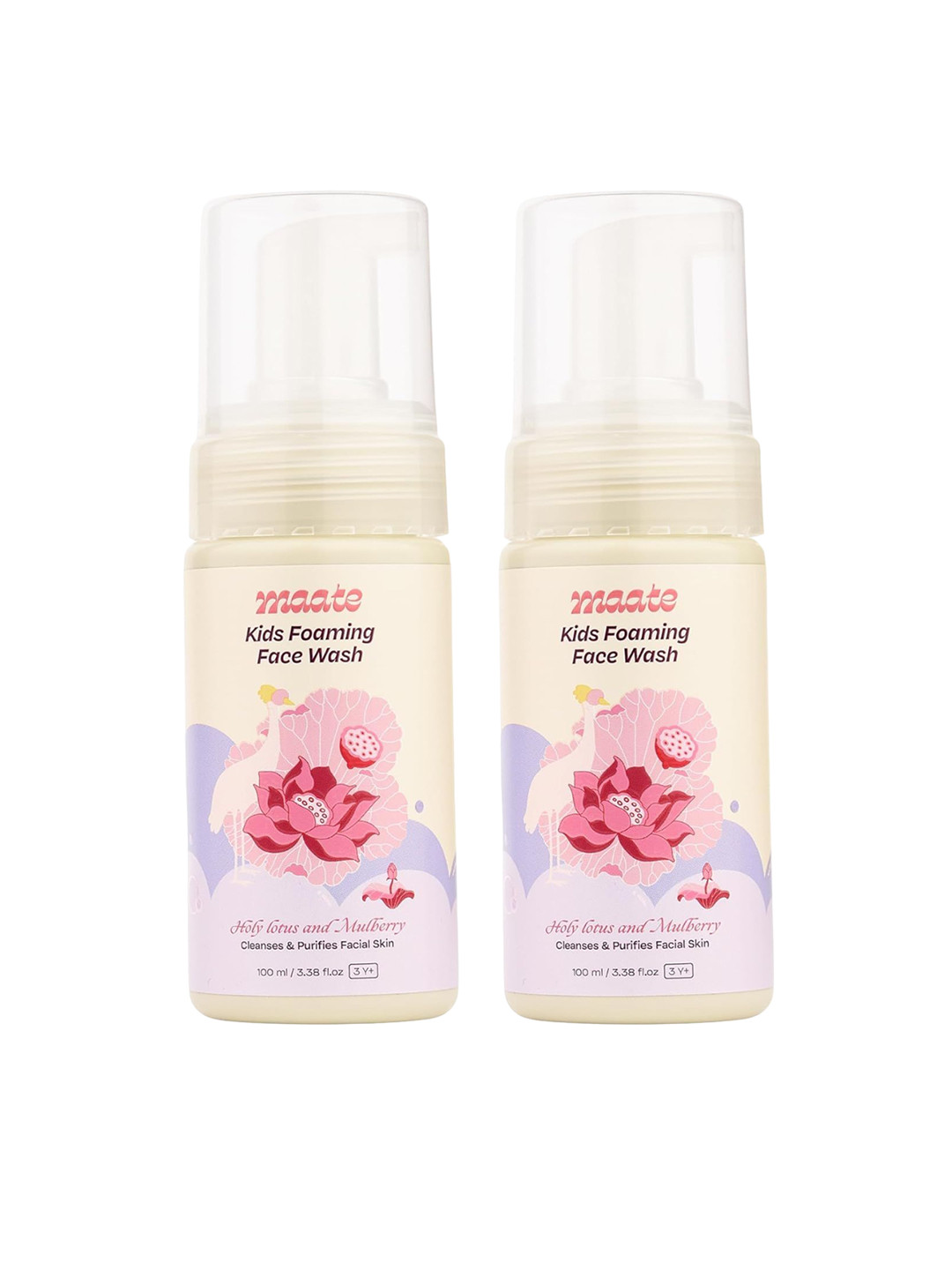 MAATE Set of 2 Kids Foaming Face Wash with Holy Lotus & Mulberry - 100 ml each