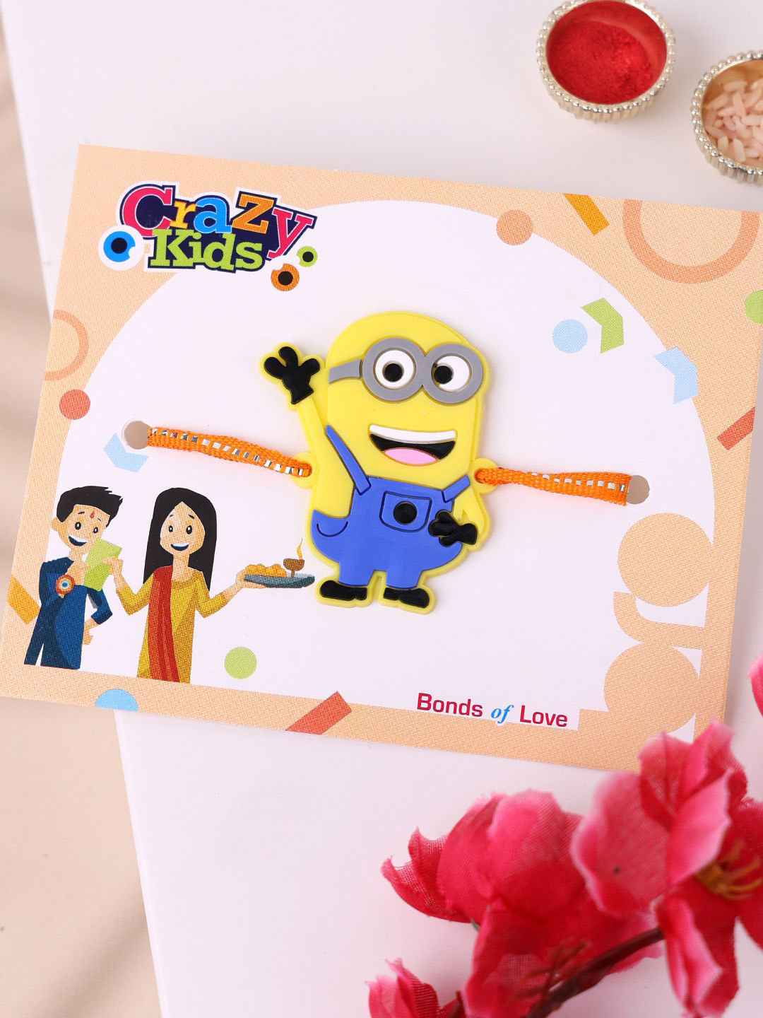 PANASH Kids Minions Thread Rakhi With Roli Chawal