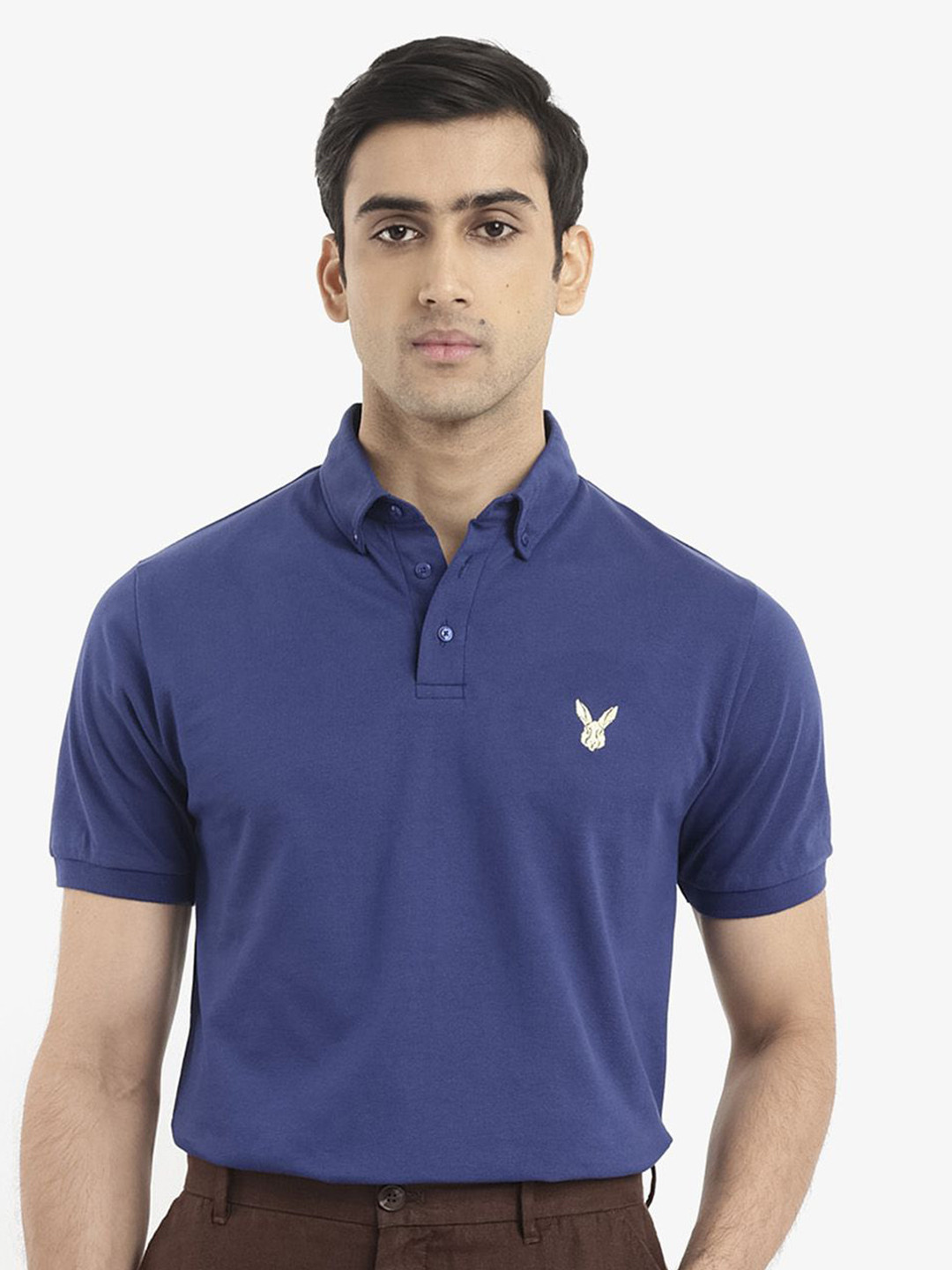 RARE RABBIT Men Face Polo Collar Brand Logo T-Shirt