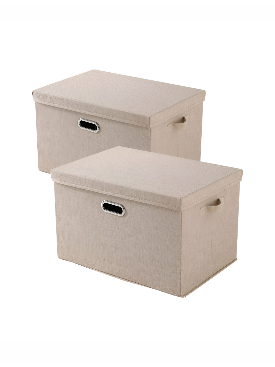 HOKIPO Beige 2 Pieces Multi-Utility Storage Box Organisers With Lid