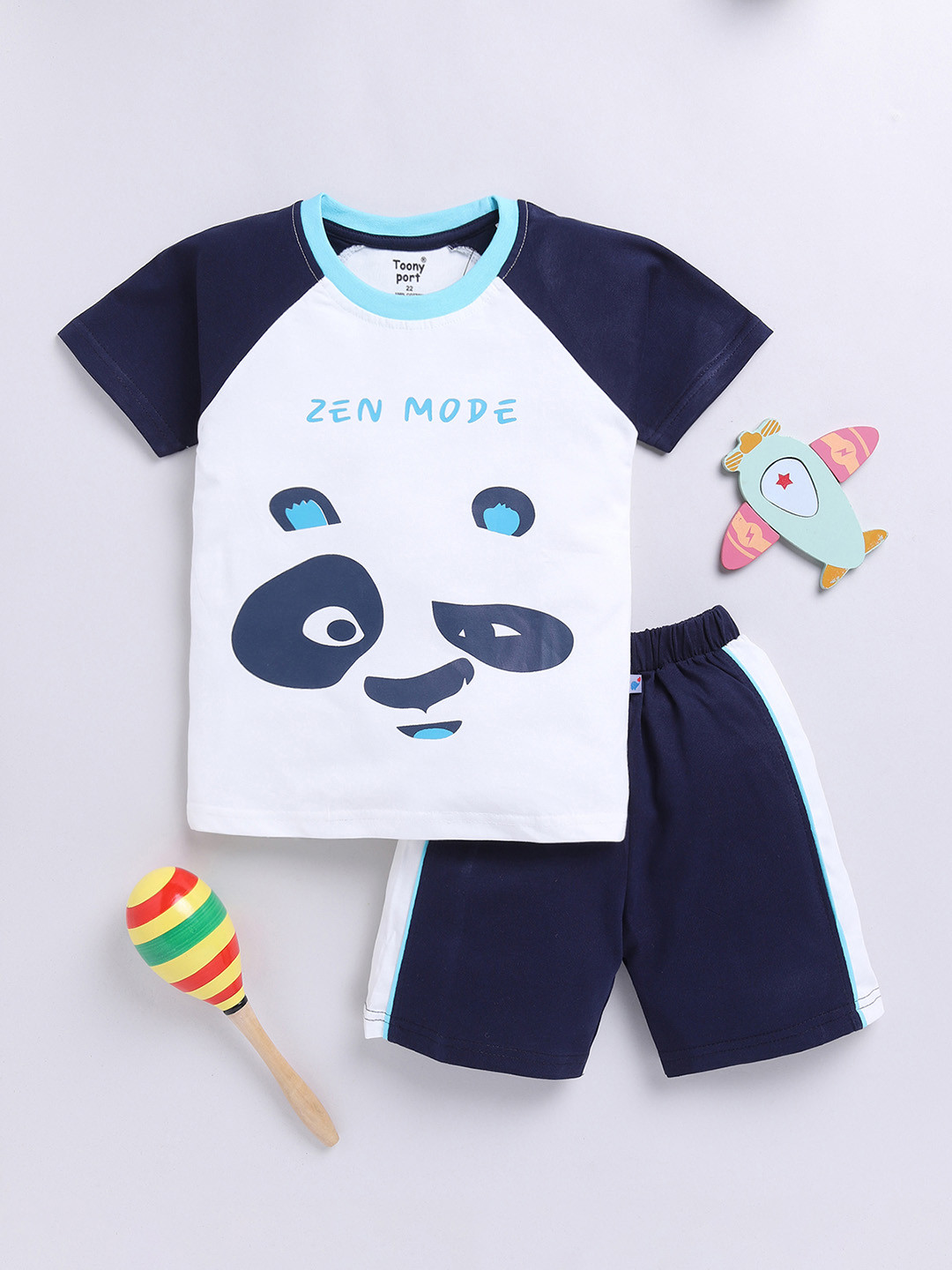 Toonyport Boys Printed Pure Cotton T-shirt with Shorts Clothing Set