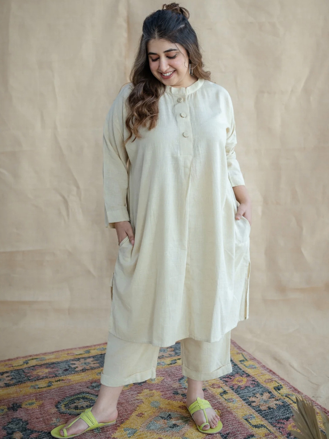 THE INDIAN ETHNIC CO DyeVerse Printed Pure Cotton Tunic & Trouser