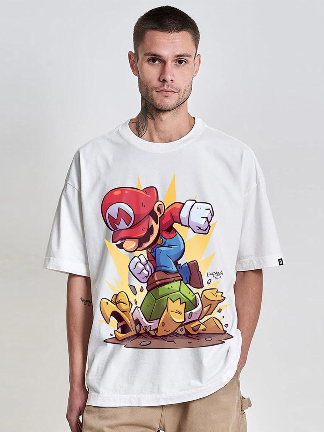 PRONK Men Graphic Mario Printed Round Neck T-shirt