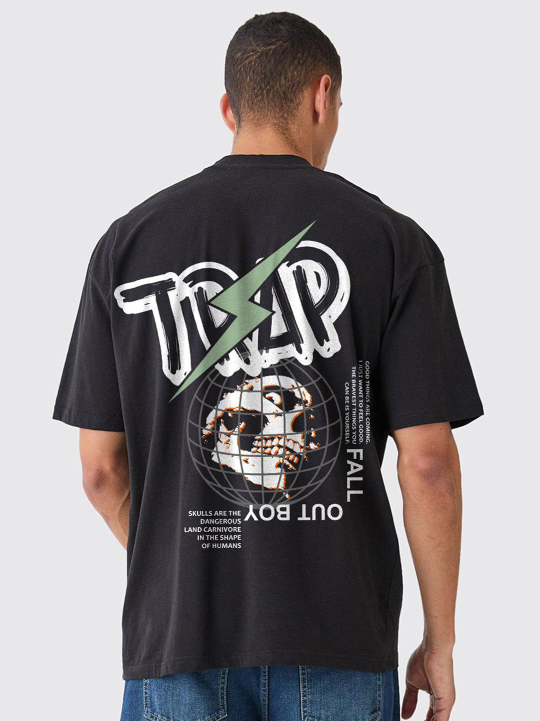 PRONK Men Typography Printed Round Neck T-shirt