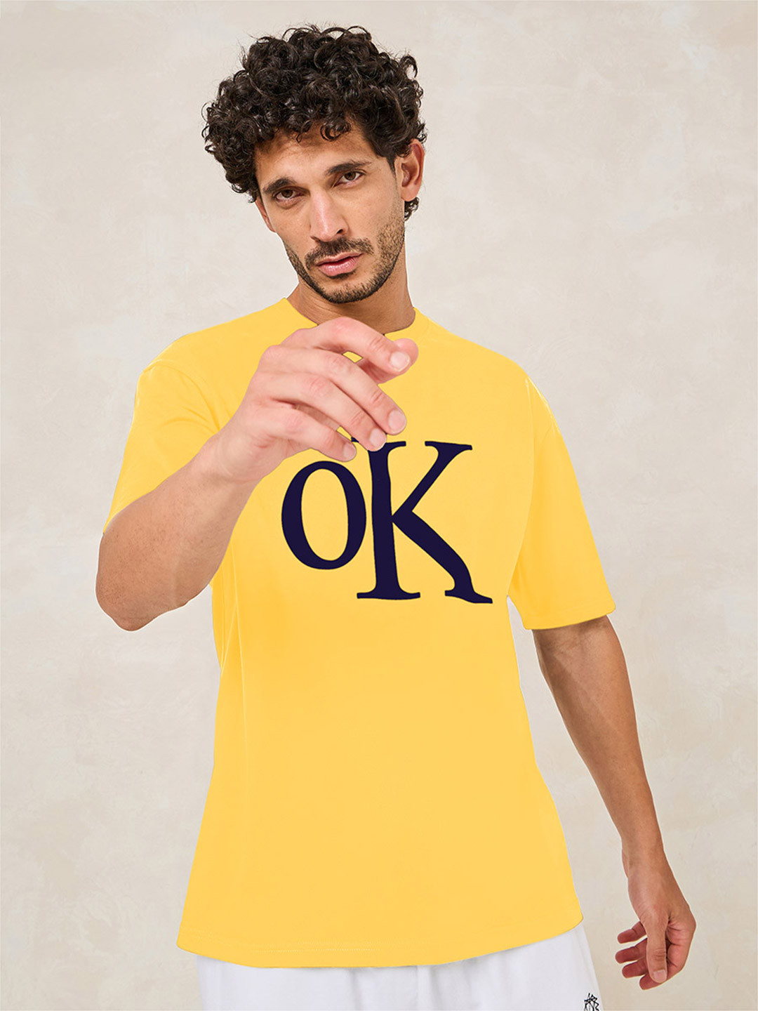 Styli Men Front Printed Cotton Rich Oversized Tee