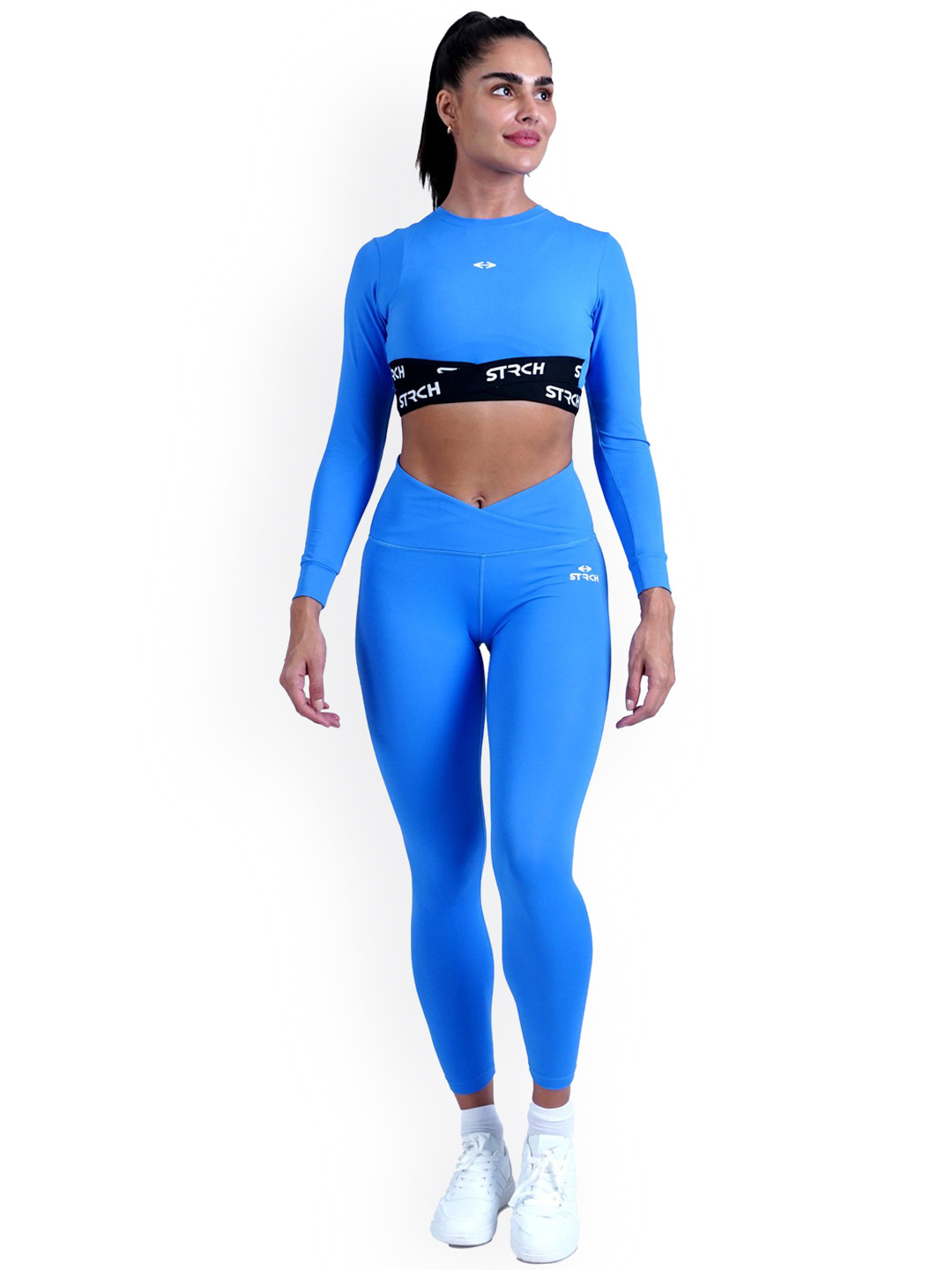 STRCH Women Dry-Fit On The Move Criss Cross Waistband Ankle-Length Gym Tights