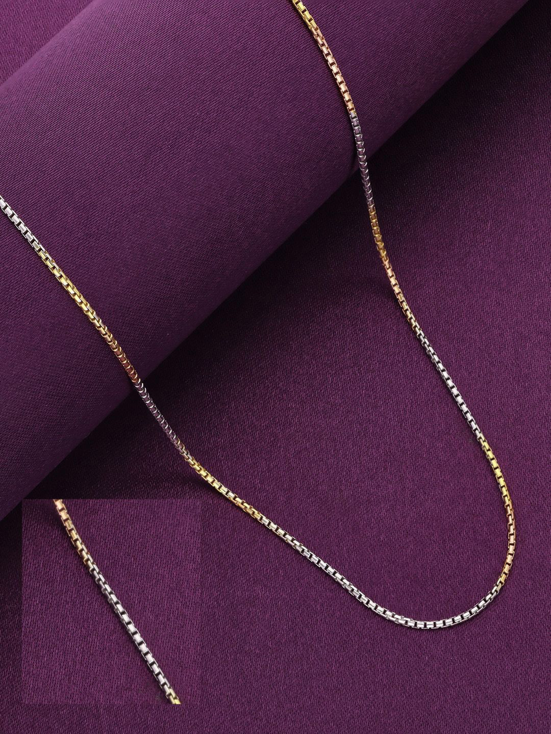 KAI JEWEL Rhodium-Plated 92.5 Sterling Silver Tri Tone Classic Chain