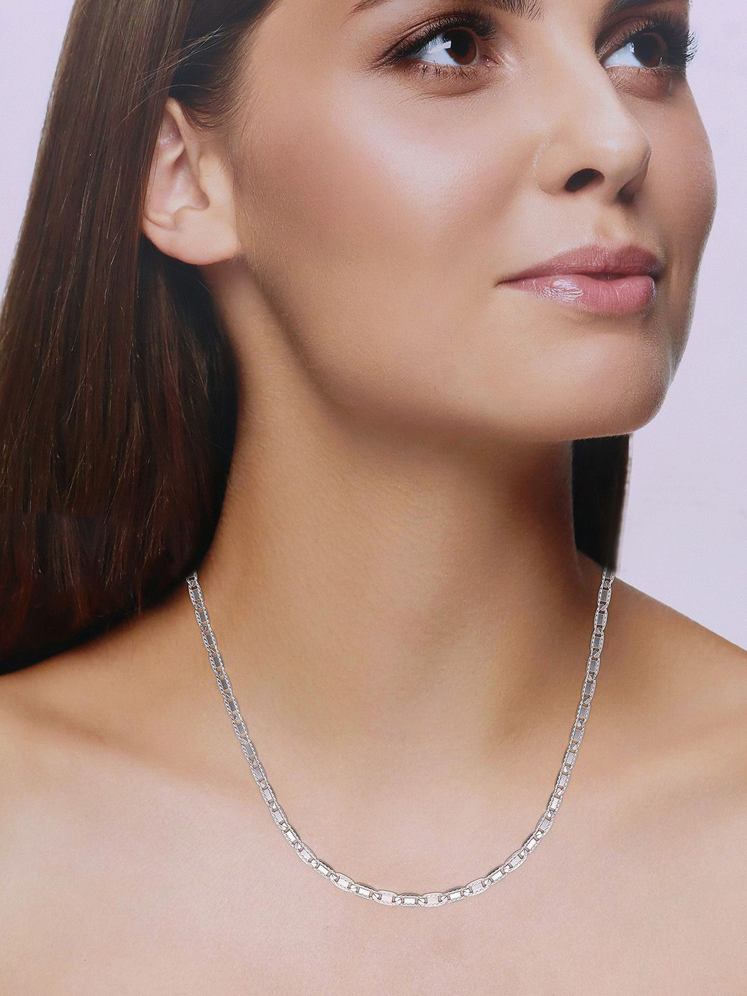 KAI JEWEL Rhodium-Plated 92.5 Sterling Silver Flat Link Chain