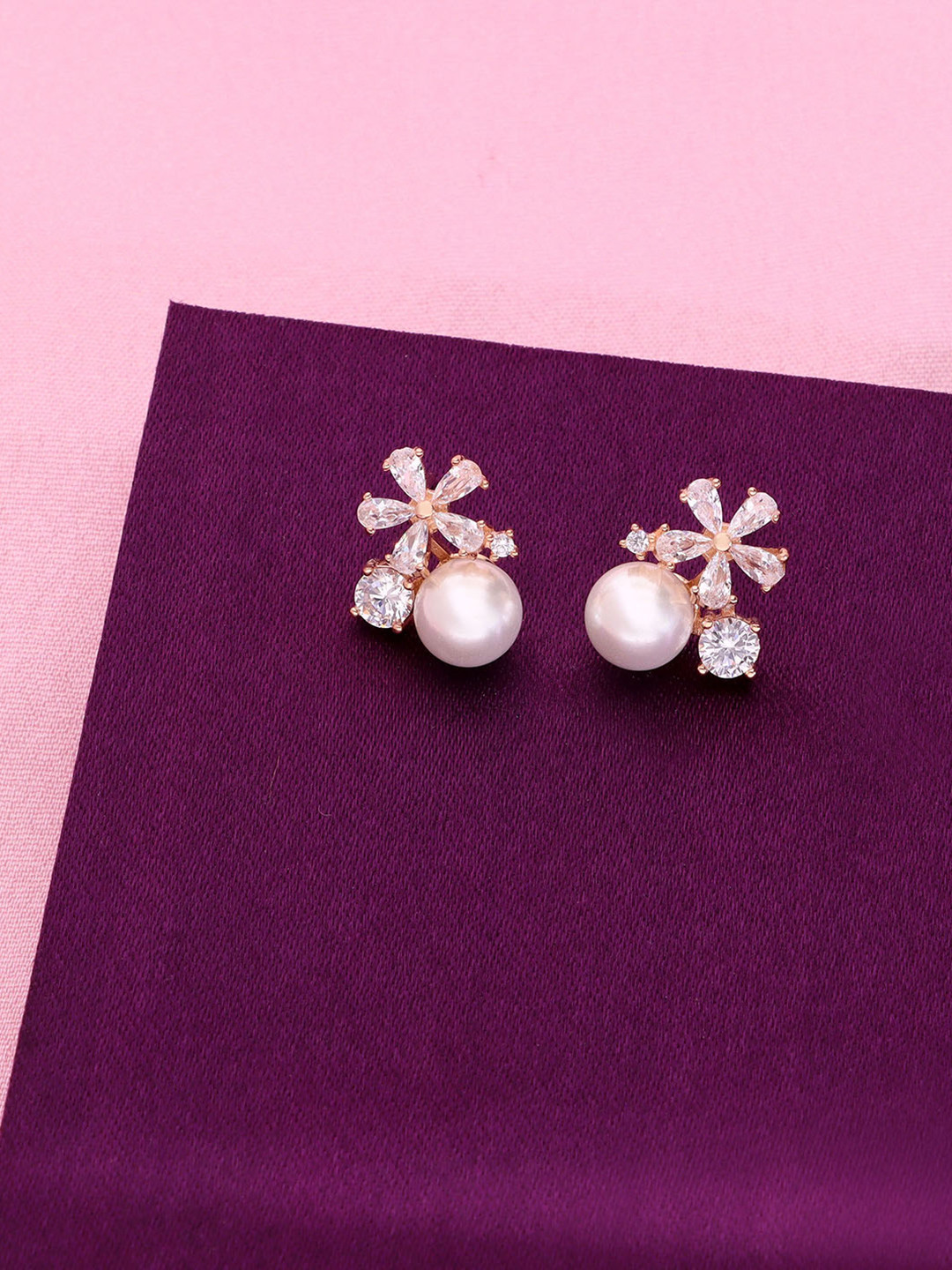 KAI JEWEL Artificial Beads Rose Gold Plated 92.5 Sterling Silver Drop Earrings