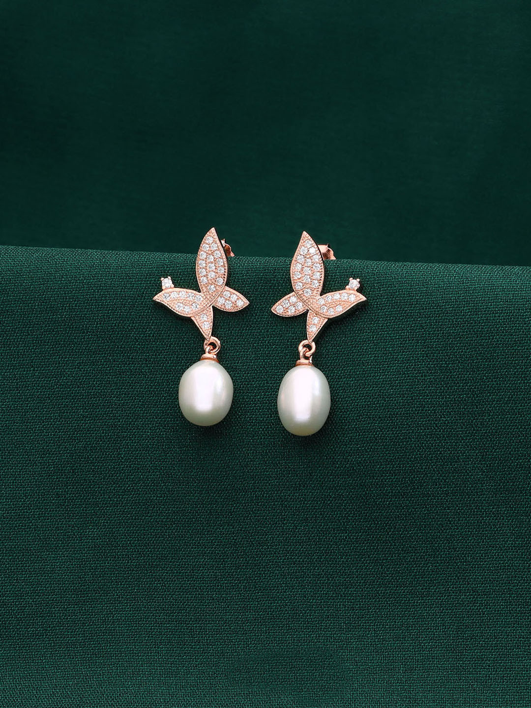 KAI JEWEL Gold-Plated Sterling Silver Artificial Stones and Beads Drop Earrings