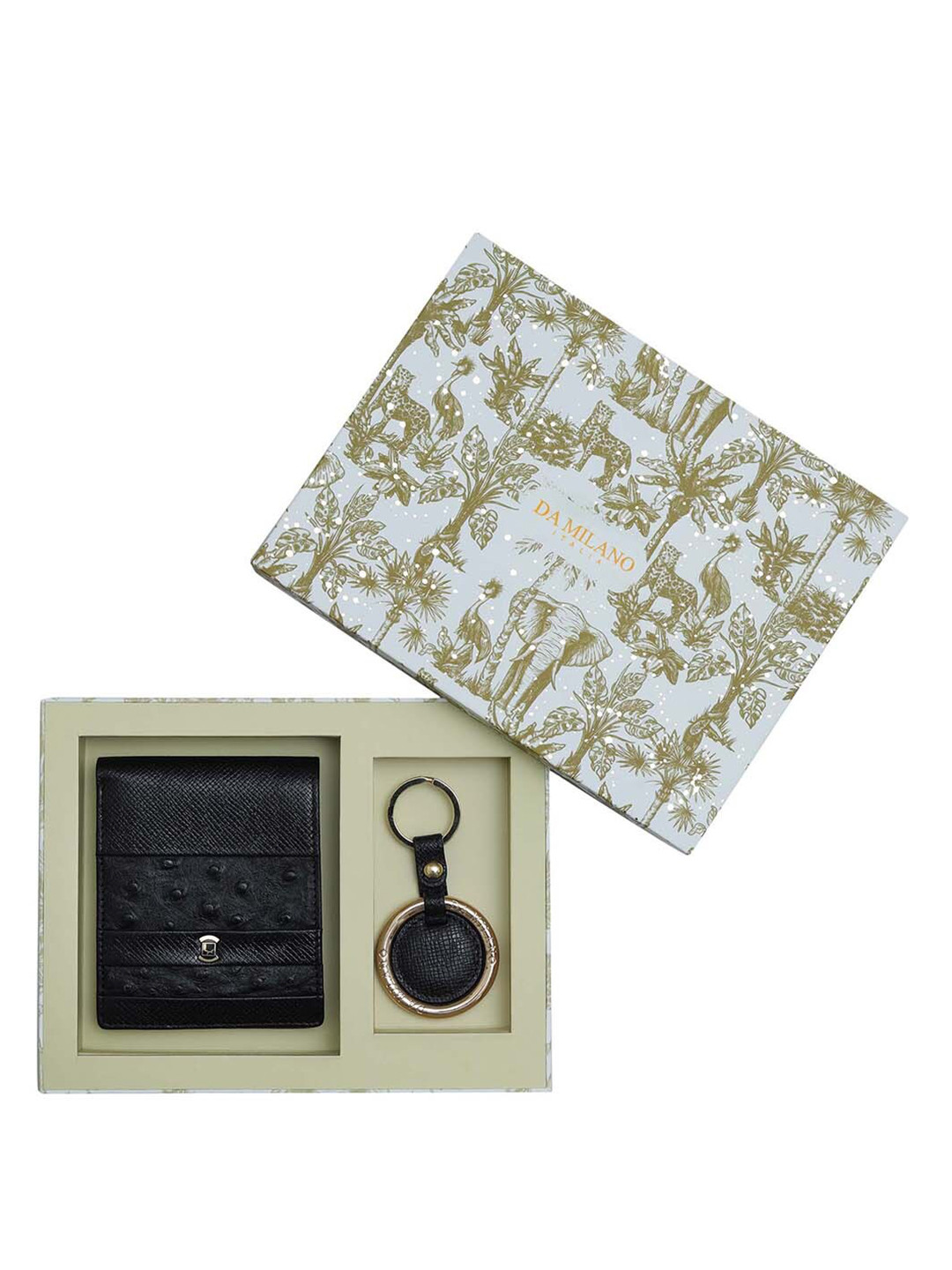 Da Milano Women Leather Wallet Card Holder Keychain Gift Set