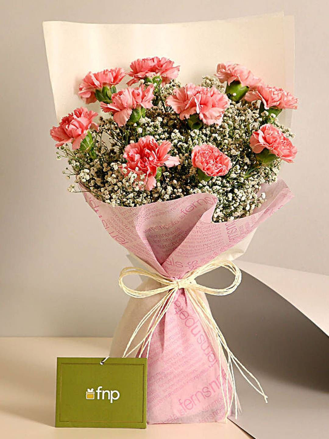 fnp Baby Pink &  White 13 Pieces Gypsophila Gypsy Flower Bouquet